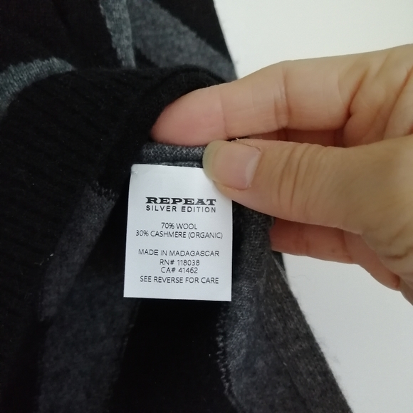 Repeat Silver Edition Organic Cashmere Wool Sweater Grey Black Swirl - Size 38/S - Picture 4 of 6